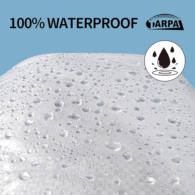 TARPAL 4'x8'（2pack） Semi Clear White Tarp Waterproof Green House Cover with Grommets 7.5mil Clear Poly tarps for Gardening,Farm, Garden,Chicken Coops，Outdoor