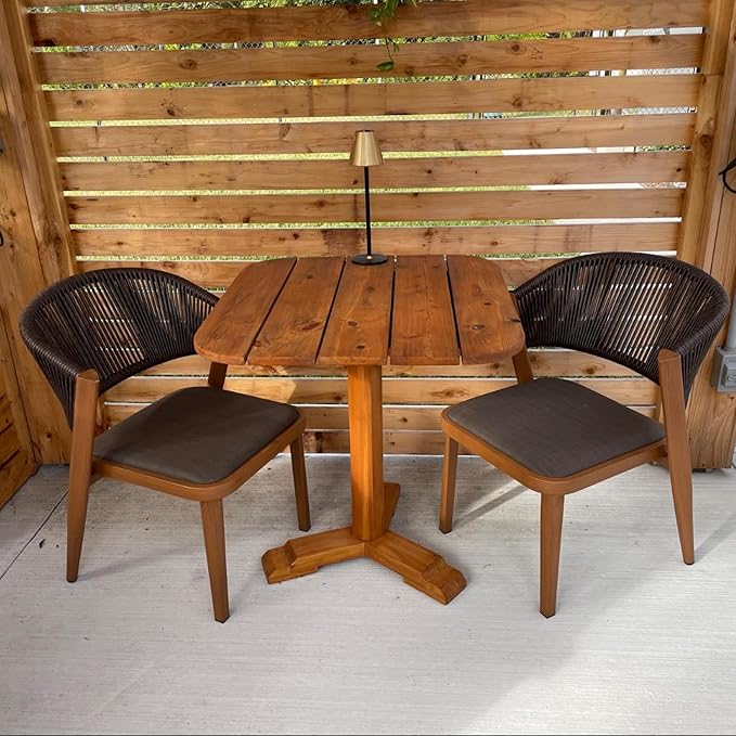 PURPLE LEAF 2 Pieces Patio Dining Chair All-Weather Wicker Aluminum Frame for Lawn Garden Backyard Deck Outdoor Dining Chair with Cushions, Deep Teak