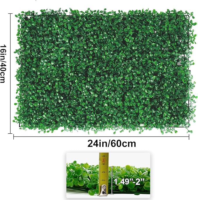 TOPDEEP 24 Pieces 24"x 16" Artificial Boxwood Panel, Grass Wall Panel, Boxwood Hedge Wall Panels UV Protected Suitable for Artificial Green Wall Decor, Fence Garden Wedding Backyard Decor