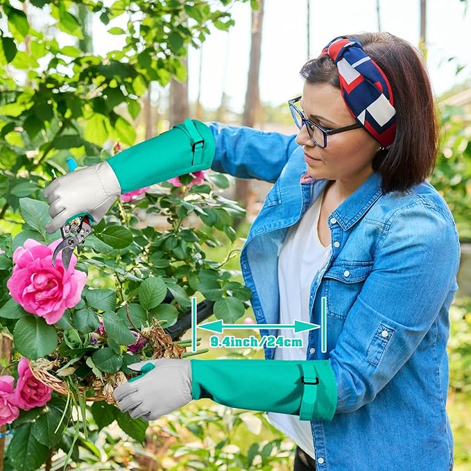 SLARMOR Long-Gardening-Gloves for Women/Men - Thorn Proof Rose Pruning Gloves Heavy Duty Gauntlet, Best Garden Gifts for Gardener-L