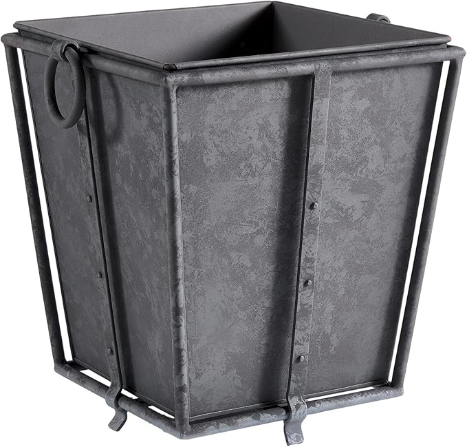 MY SWANKY HOME Large Minimalist Classic Metal Box Planters Liners Square Industrial Rivets Gray