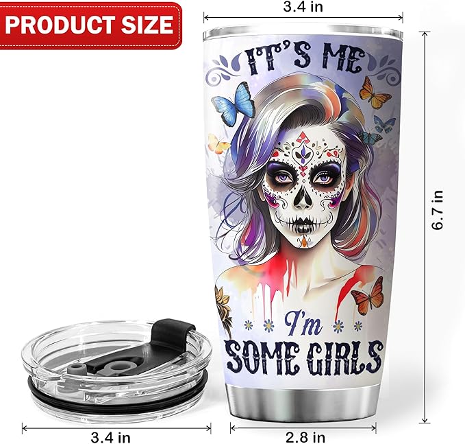KOIXA Skull Coffee Tumbler Birthday Gifts For Women Adults Teen Girls Friends Flower Travel Mug With Lid Floral Insulated Cup Oz Cold Steel Tumblers Inspirational Quotes Jewelry Style