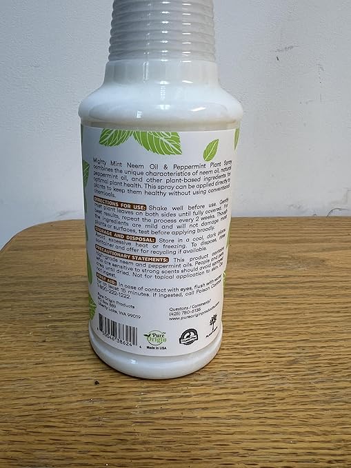 Mighty Mint Neem Oil & Peppermint Plant Nutrient Spray – Natural Leaf Shine for Indoor & Outdoor Use – Plant-Based Formula for Stronger, Healthy Plants - 16 oz