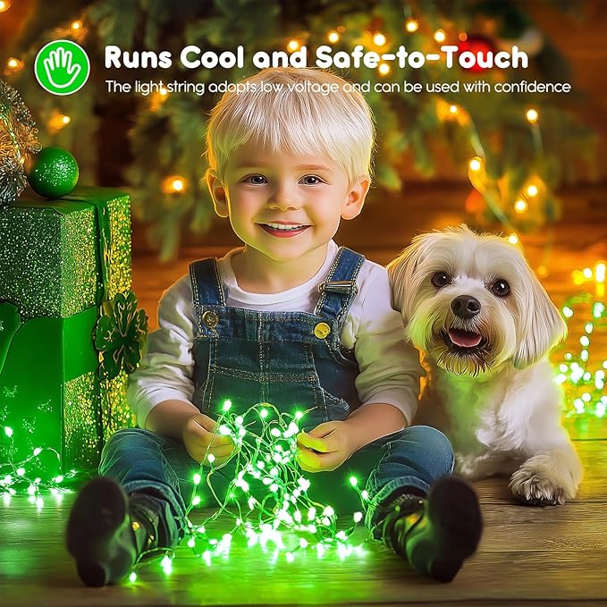 Minetom 6 Pack Fairy Lights Battery Operated String Lights - 7ft 20 LED Waterproof Silver Wire Firefly Lights for St Patrick's Day Decor DIY Crafts Wedding Table Centerpieces, Green