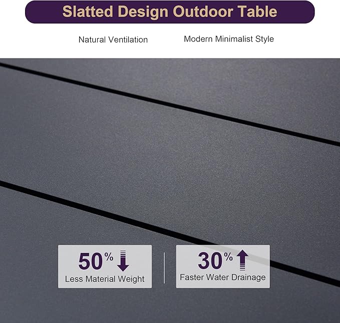 PURPLE LEAF Outdoor Dining Set for 8 with Storage Box Aluminum Patio Table and Folding Chairs Modern Patio Furniture Dining Table Set ldeal for Deck Under Pergola Poolside Outdoor Kitchen, Grey