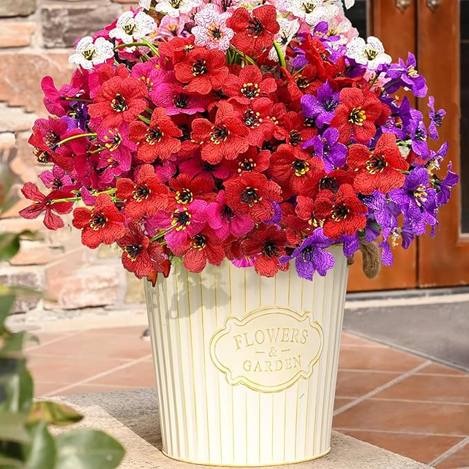 Colorful 20 Bundles Artificial Flowers for Outdoors,MixColors Fake Silk Flowers with Plastic Plants for Outside,Faux mums Realistic Flowers for Window Box Yard Front Porch Balcoy Dector (Mixed Color)