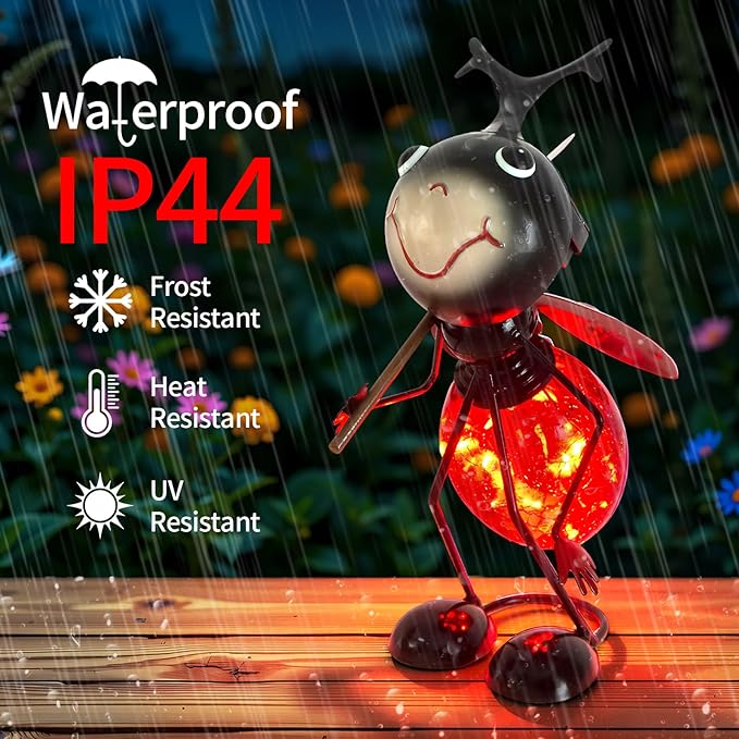 PaLuQiYa Solar Garden Statue Ladybug Decor,Outdoor Decorative Tabletop Lanterns,Outdoor Ladybug Figurines Decorations for Patio Yard Lawn Ornaments,Birthday Gifts for Mom Women Grandma
