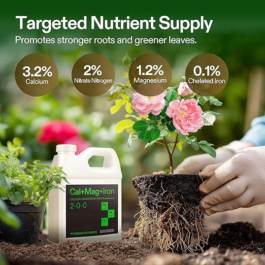 VIVOSUN Cal+Mag+Iron (2-0-0), Calcium, Magnesium & Iron Supplement, Liquid Nutrient Fertilizer for All Plants, Concentrated Plant Food for Soil/Soilless Cultivation, Hydroponics, 1 Quart