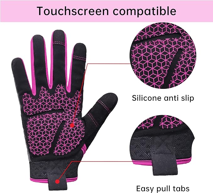 HANDLANDY Work Gloves for Women, Breathable Leather Gardening Glove for Yard Maintenance, Hand Protection with Touch Screen for Gardeners, Farmers