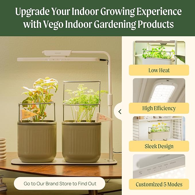 Vego garden Mini Planter Indoor Pots with Trellis Self-Watering Herb Countertop Planter for Climbing Vegetables Flowers Mint Plants Cage 2 Pack - Sage Green