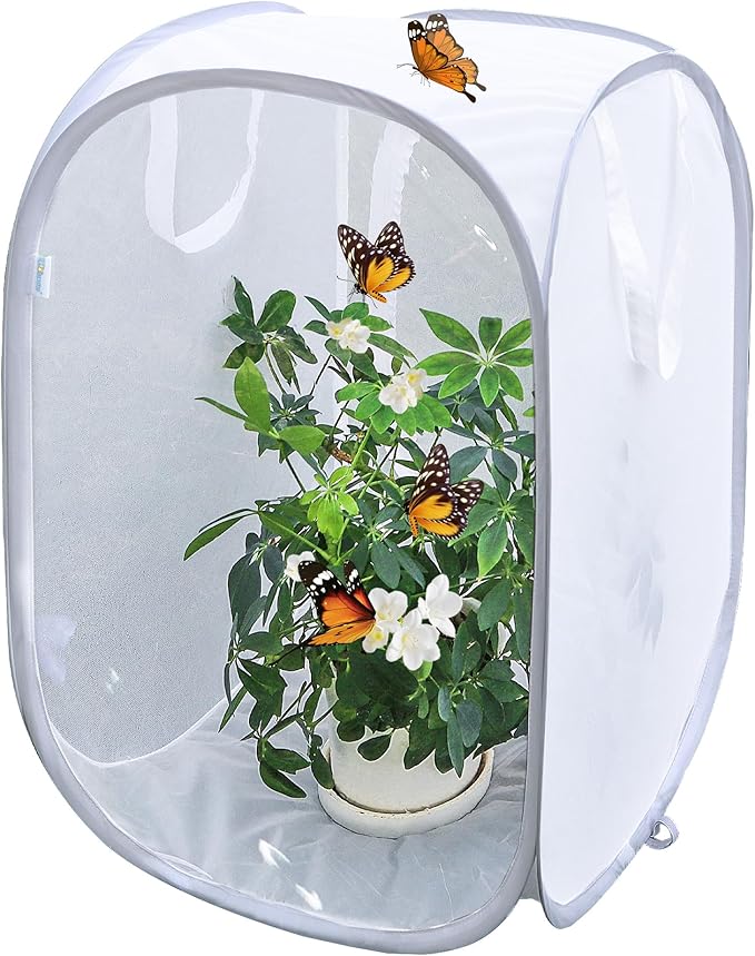 Pop-up Insect and Butterfly Habitat Cage Terrarium Clear Mesh Enclosure - 16" x 16" x 24"