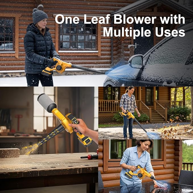DeForce Electric Leaf Blower Cordless for Dewalt 20V Max Battery, 2026 Upgraded 4 in 1 Blower/Vacuum/Inflator/Deflator, 3 Speed Modes,190 MPH/280CFM, Extended Tube for Leaves, Dust, Lawn(No Battery)