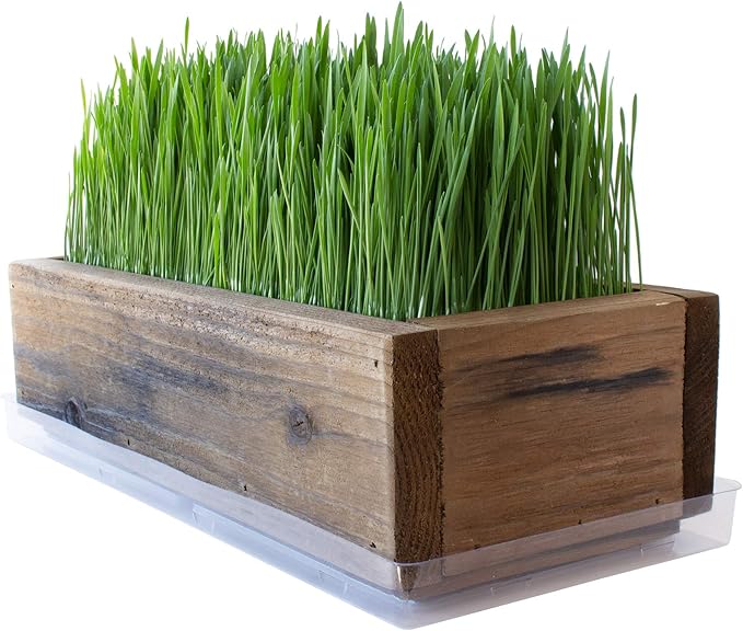 Handy Pantry Reclaimed Barnwood Style Planter Box - Rich Brown - Rustic Look - Flower, Herb & House Plant Garden Barn Wood Windowsill Planter with Drip Tray