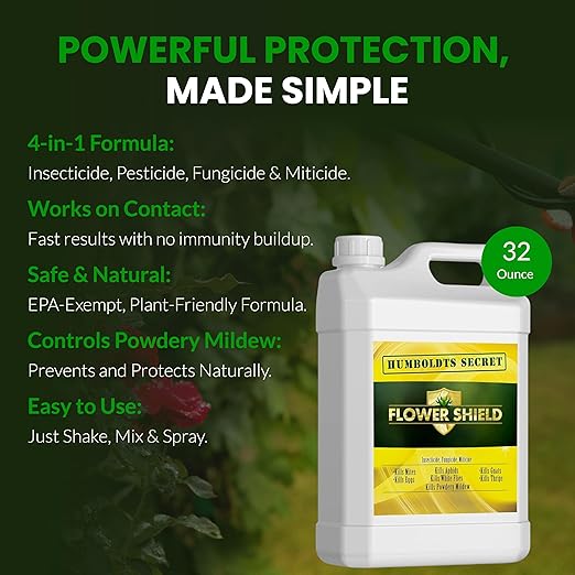 Humboldt’s Secret Flower Shield | Plant Care Spray for Routine Foliar Application & Maintenance | Naturally Derived, Oil-Based Formula | Indoor & Outdoor Plants | 32 Ounce