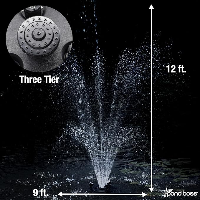 pond boss PRO Floating Fountain with Lights, 1/2 hp, 5000 GPH pump