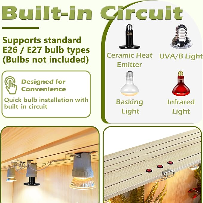 PROLEE Tempered Glass Bearded Dragon Tank,Reptile Tank with Clear Window View, Anti-Scratch Lizard Tank,Spacious Reptile Enclosure for Snakes, Lguanas, Chameleons (Oak, 68Gallons,40"L x 20"W x 20"H)
