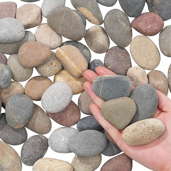 FAHAXIKI Natural River Rocks-40 lbs of Pebbles and River Stones,2-3 Inch Plant Rocks for Landscaping,Garden Paving,Crafting,Walkways,and Outdoor Decorative Stone,Mexican Beach River Rocks