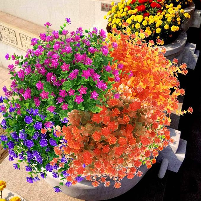 ArtBloom 6 Bundles Artificial Fall Flowers No Fade Faux Autumn Plants, Fake Indoor Outdoor Greenery for Thanksgiving Christmas Wedding Party Home Garden Fireplace Décor (Multi)