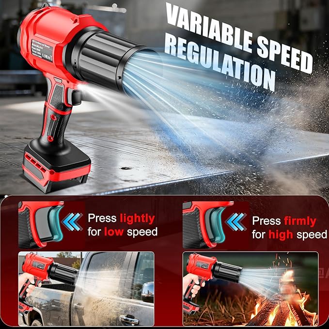 Cordless Leaf Blower for Milwaukee 18V Batteries, 120-MPH Handheld Dust Blowers with LED Light & 2 Nozzles, Battery Powered Variable Speed Turbo Blower for Leaves/Dust/Patio/Lawn/Snow(No Battery)