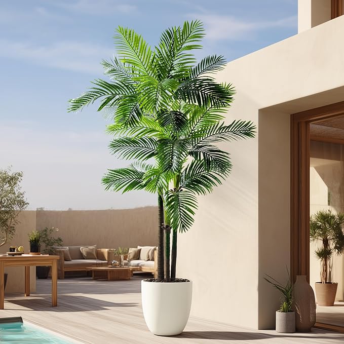Erimda 8.2FT Artificial Phoenix Palm Tree Artificial Plants Indoor Outdoor Large Faux Coconut Silk Palm Tree Tropical Fake Tree Faux Sago Palm Plant for Modern Farmhouse Yard Outside Patio Poolside