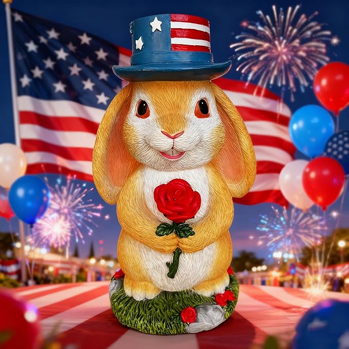 Slo y en i a Desktop Decorative Bunny Home Decor Statues Infuse Warmth and affection into The Home Rabbit Statue - Resin Outdoor Decor for Yard, Ornaments Gift for Garden Lovers