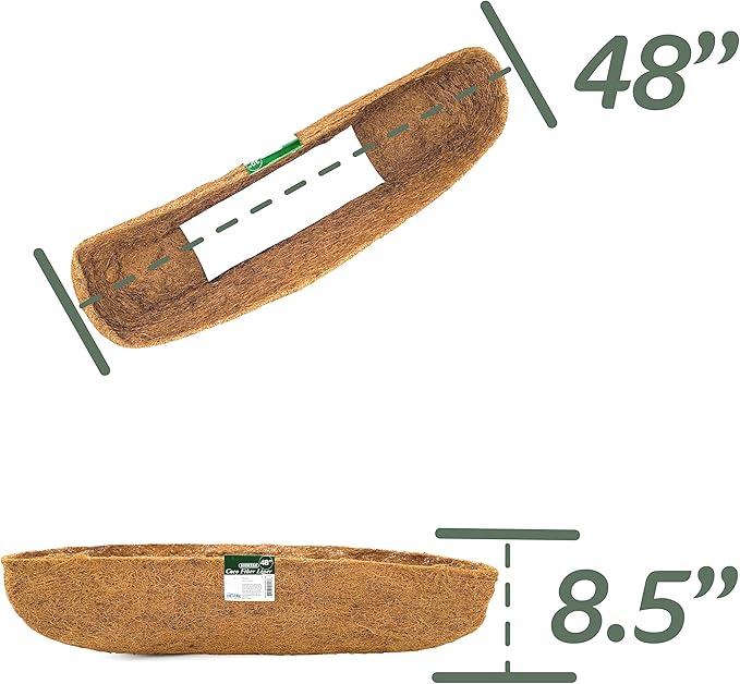 Bosmere Pre-Formed Coco Liner with Soil Moist – 48-Inch Replacement Liner for Window Boxes & Hanging Baskets