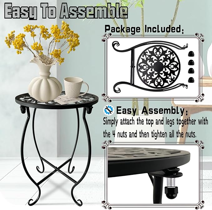 EKINIYAR Plant Stand Indoor Outdoor, Metal Plant Stand for Indoor Plants Iron Art Flower Pot Holder Stand Decoration Shelf Racks for Single Planter Use in Garden Patio Corner 1 Pack