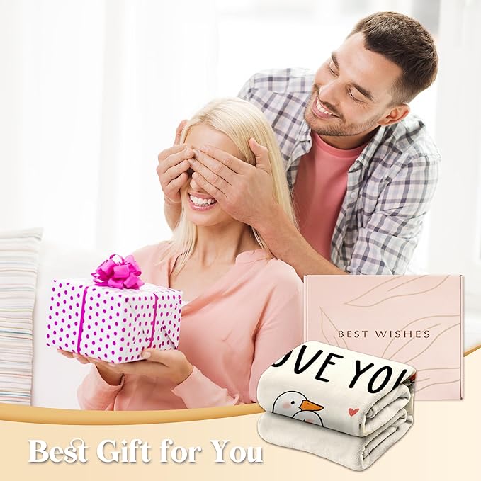 Glydein Valentines Day Gift for Her Him, I Love You Gifts for Her Him, Gifts for Girlfriend Boyfriend, Soft Flannel Love Blanket, Anniversary Birthday Gifts for Women Men - 50 x 60 inches