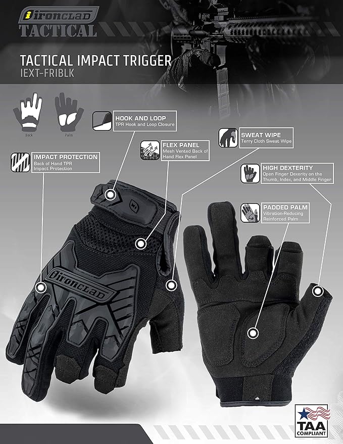 Ironclad IEXT-FRIBLK-06-XXL Tactical Framer Impact Black, XX-Large