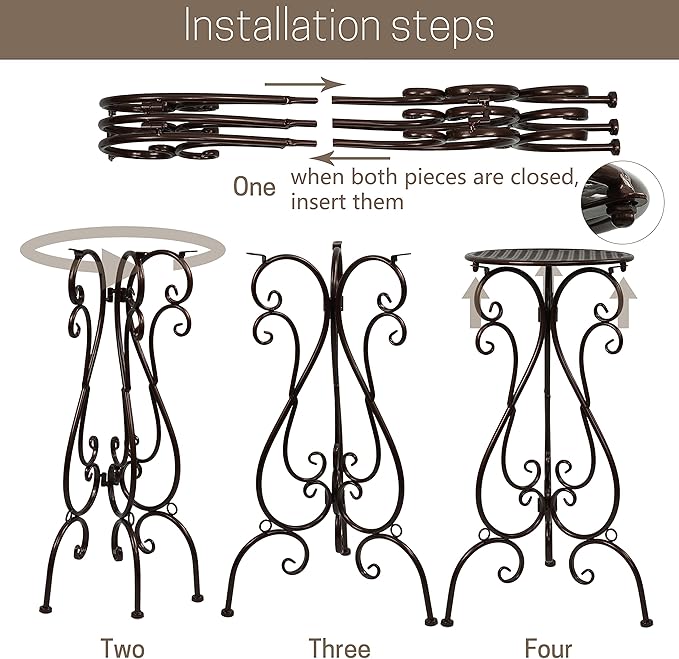 NAKUPE Metal Plant Stand Indoor Outdoor, Heavy Duty Flower Pot Stands 22.5 Inch Tall, Single Plants Pedestal Table for Planter Patio Farmhouse Garden Porch, Brown(1 Pack)