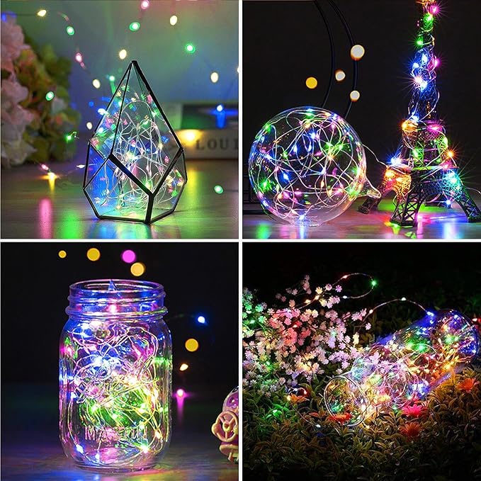 kolpop 6 Pack LED Fairy Lights Battery Operated, Mini Twinkle String Lights Battery Powered Waterproof for Christmas Mason Jars Party,Multicolor