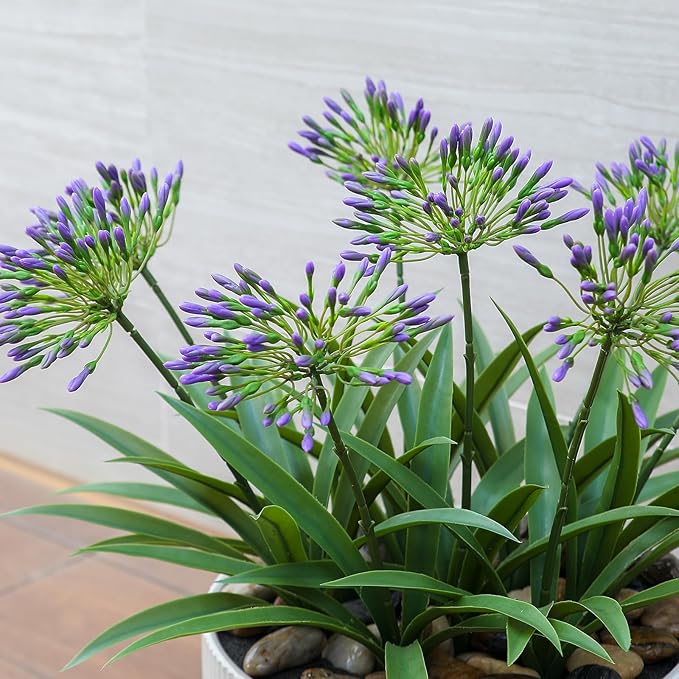 HIFORESTAR Artificial Flowers Plants for Outdoor Planters 8 Bundles Purple Flower Large Spring Summer 18.9 in Look Real Plasic Plant for Front Porch