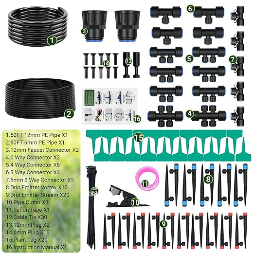Drip Irrigation System for Garden, 2026 Upgraded DIY Automatic Plant Watering Kit with Push-Fit Connectors, 30 Water-Saving Adjustable Drip Emitters for Yard, Lawn & Greenhouse (100FT)
