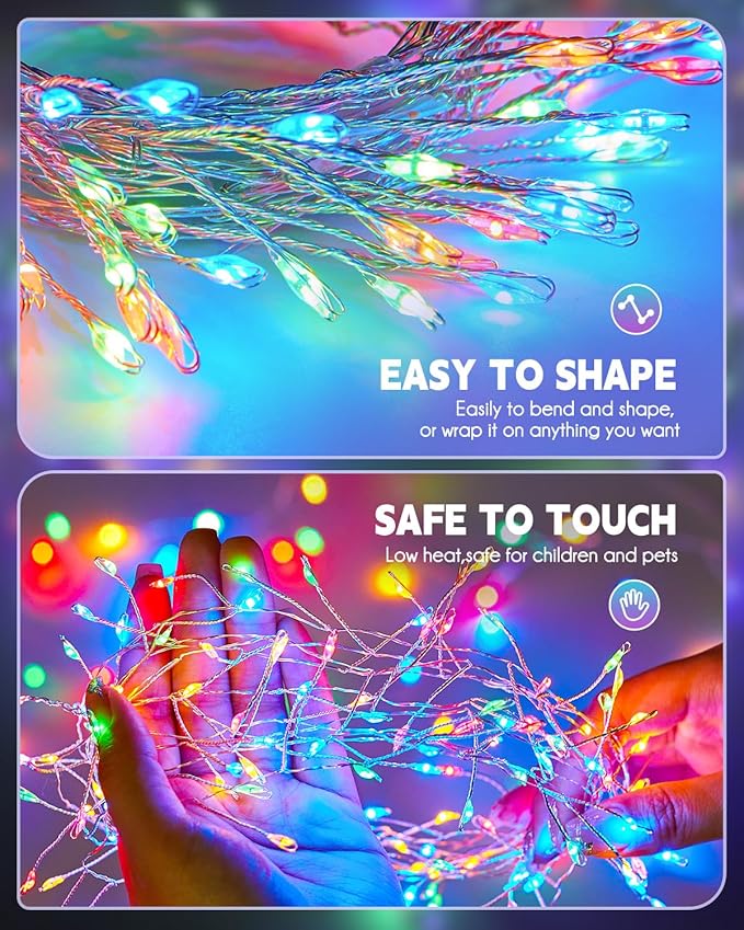 Brightown Solar String Lights for Outside, 19.6Ft 240 LED Solar Fairy Lights for Outdoor Waterproof with 8 Modes for Patio Party Garden Yard Home, Multicolor