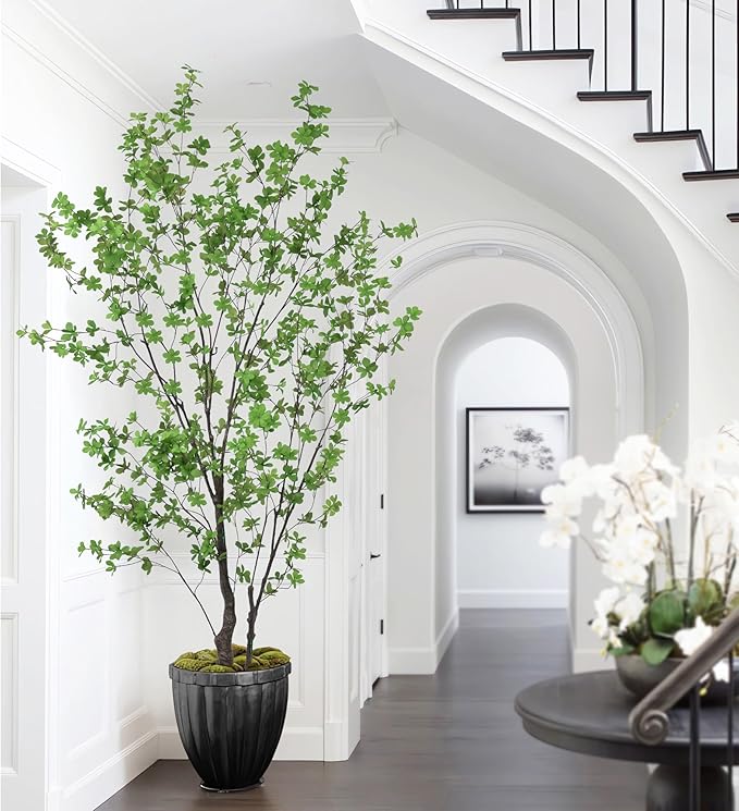 Artificial Enkianthus Tree 7FT(84in) Tall Faux Tree with Large Trunks and Realistic Leaves, Fake Enkianthus Trees Floor Potted Plants for Home Office Living Room Indoor Outdoor Decor (7feet,1Pack)