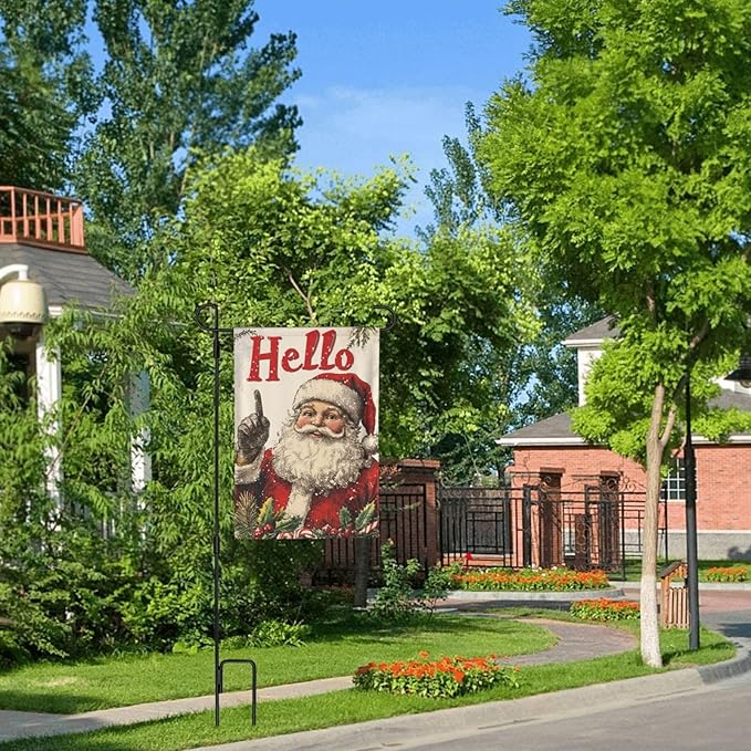 Santa Claus Garden Flag Vertical Double Sided Outdoor Yard Flags 12.5x18 Inch Burlap Banners Vertical Double Sided for Outdoor Decor Lawn