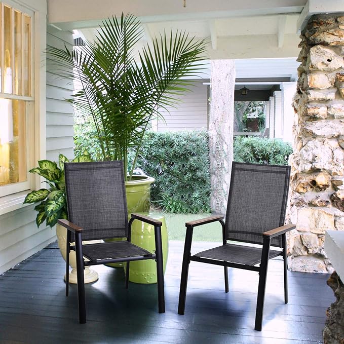 Sophia & William Patio Dining Chairs Aluminium Patio Chairs Lightweight Textilene Outdoor Dining Chairs Stackable Set of 4 Patio Chairs Durable for Lawn Garden Backyard Pool