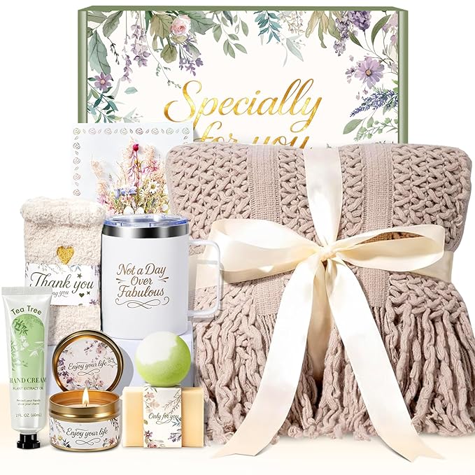 Valentines Day Gifts for Her Mom Wife, Birthday Gifts for Women Spa Care Package, Get Well Soon Gift Baskets Thinking of You Sympathy Gift Box for Friend, Sister, Wife (Khaki)