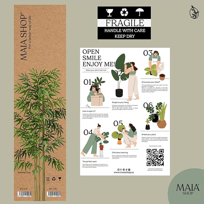 Maia Shop 5ft Artificial Bamboo Tree Plant for House, Apartment or Office – Realistic Fake Indoor Plants for Living Room, Bedroom, Bathroom, Entryway or Patio – Faux Greenery for Home Décor