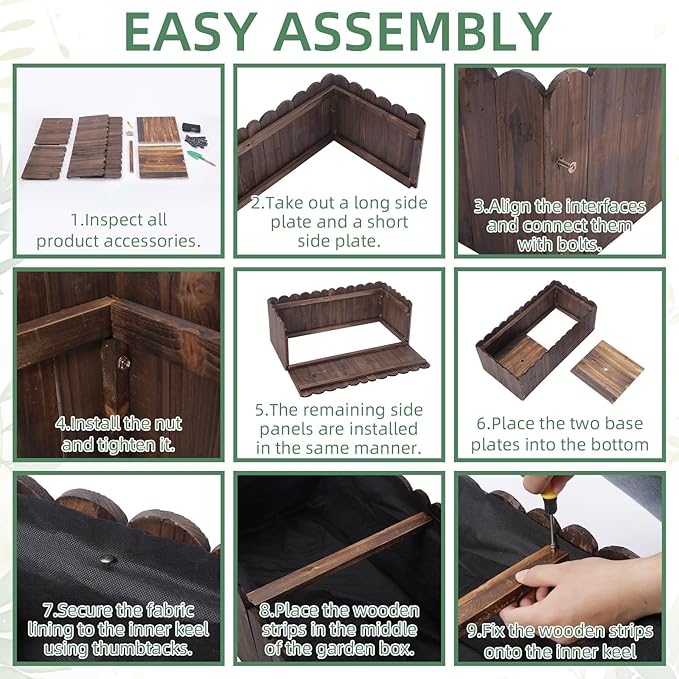 32" x 16" x 12" Outdoor Wooden Garden Bed, Wooden Planter Box, Garden Planters Boxes for Vegetables/Garden/Lawn/Patio,Acorn Brown