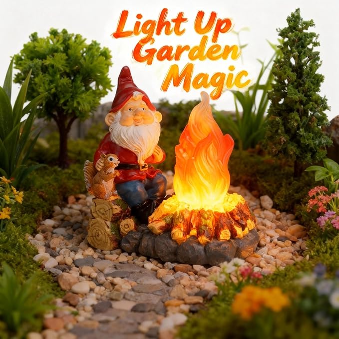 Solar Light-Up Garden Gnome Statue - Waterproof Outdoor Decor for Garden, Yard, Porch Patio Lawn Balcony,Decorations for Families and Holiday Enthusiasts for Women,Grandma, Housewarming