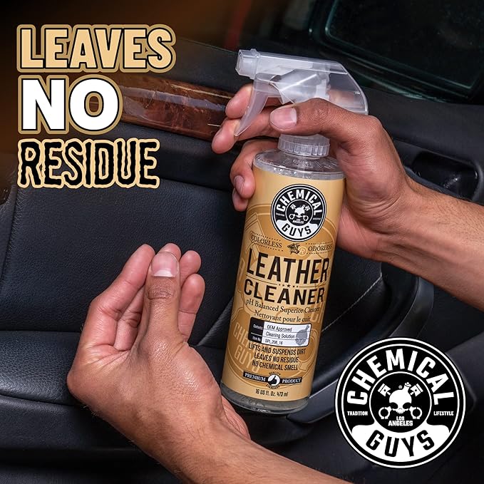 Chemical Guys Leather Cleaner, Colorless and Odorless for Car Interiors, Furniture, Boots, and More (Works on Natural, Synthetic, Pleather, Faux Leather and More), 32 fl oz - SPI_208_32