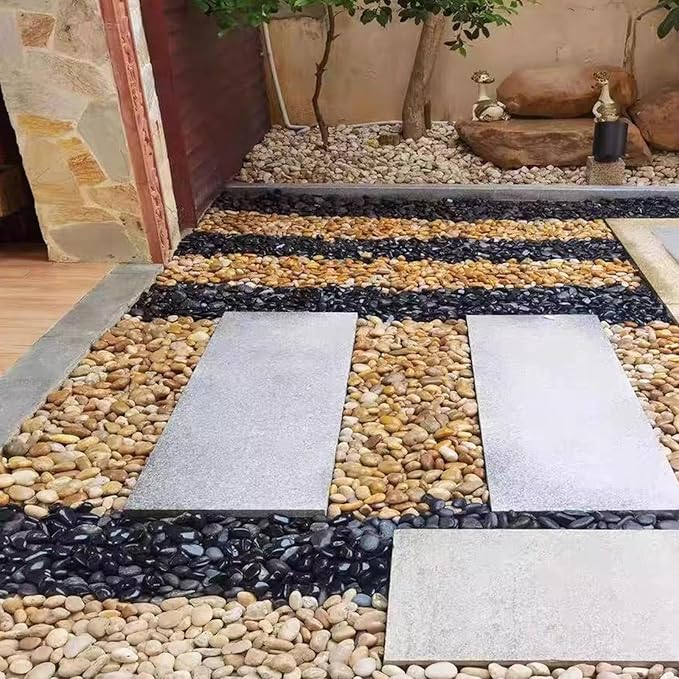 FANTIAN 20 lbs Yellow River Rocks for Garden, 2-3 Inch Polished Pebbles for Indoor Plants, Decorative Rocks Stones for Landscaping, Plants, Vases, Aquariums, Fountains, Pathways and Backyard