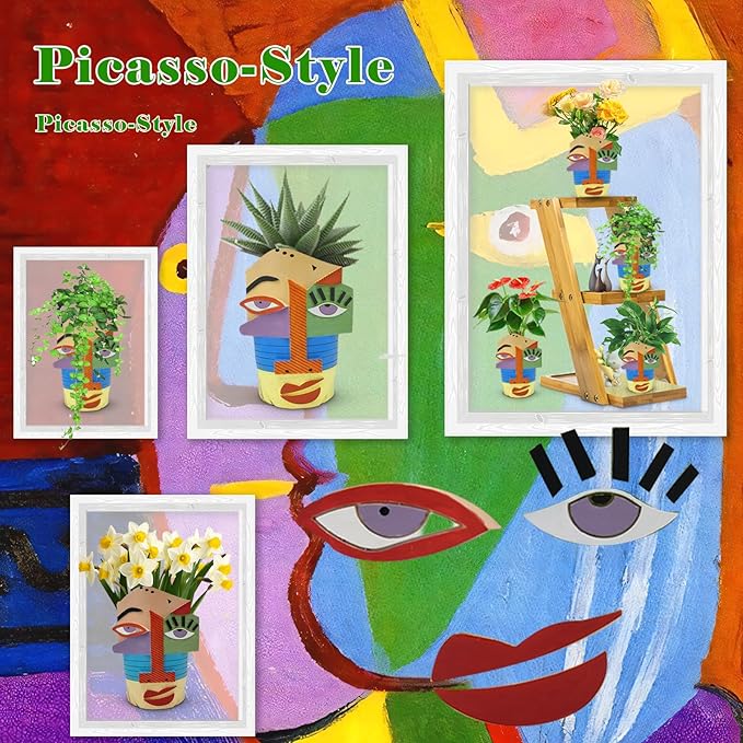 Midogaigai Abstract Face Planters Pots Head,Unique Head Planter for Indoor Plants,Funny Face Flower Pot,Colorful Plant Pots for Outdoor Garden Decor and Home Art Decoration(Eclectic)
