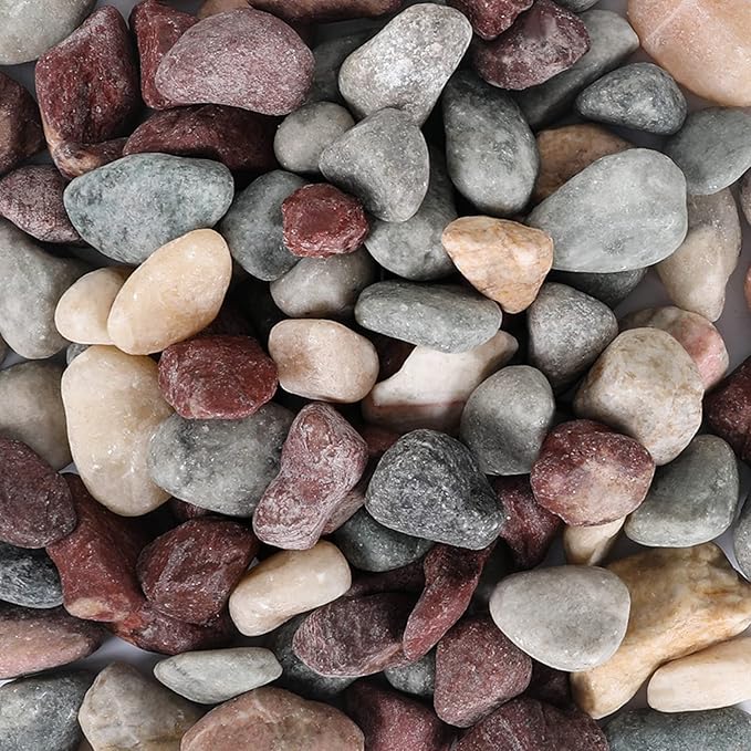 Ausluru 5lbs Natural River Rocks, Polished Pebbles for Plants Garden, 1-2 inch Decorative Countryside Stones, Ideal for Fish Tank, Vases, Crafting, Garden Landscaping Rocks,Countryside
