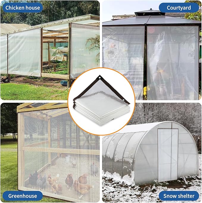 Clear Tarp,Tarp Waterproof, Clear Plastic Tarps Heavy Duty Waterproof with UV Resistance and Grommets, Greenhouse Plastic for Gardening, Farming,Nursery,Garden (3X3FT)
