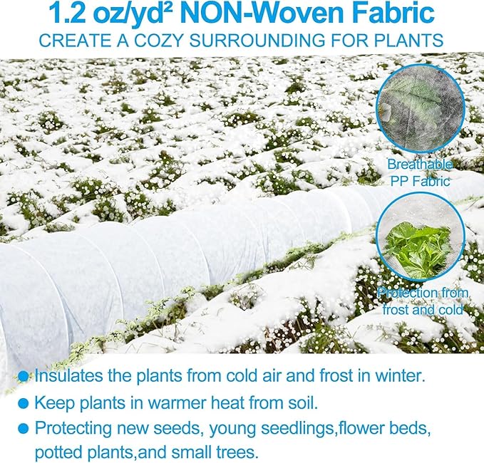 NONMON 2 Pack Plant Covers Freeze Protection 10 x 30FT 1.2oz Frost Cloths Forst Blankets for Winter Floating Row Cover Frabic Plant Cover for Outdoor Vegetables Garden