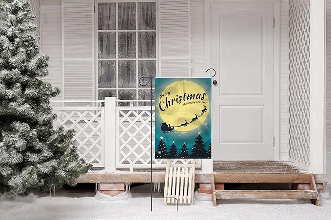 AGAS Merry Christmas Garden Flags 12 x 18 Inch , Christmas Tree, Small Christmas Garden Flags for Outside, Holiday Yard Flag, Outdoor Yard Small Vertical 200D Nylon, Gifts For Families Friends - No