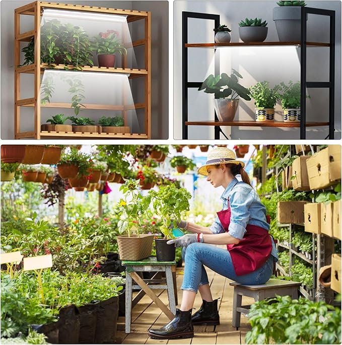 6 Bars Grow Light Strips for Indoor Plants with Auto ON/Off Timer 6/12/18H, 5 Dimmable Levels for Shelves Plant Growing(Pack 2)