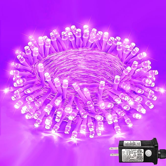 120 LED Purple Christmas Lights 40 FT String Lights Indoor Outdoor 8 Modes Plug in Waterproof Purple String Lights for House Room Christmas Tree Thanksgiving Decorations